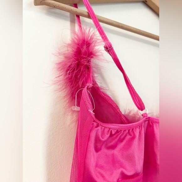 Vintage fembot furry fuzzy nightie lingerie slip barbiecore Barbie intimates - Picture 6 of 9